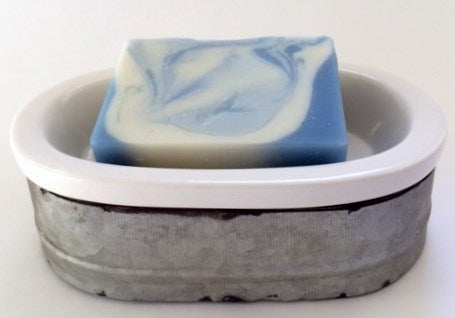 Stoneware Soap Dish w/ Metal Base