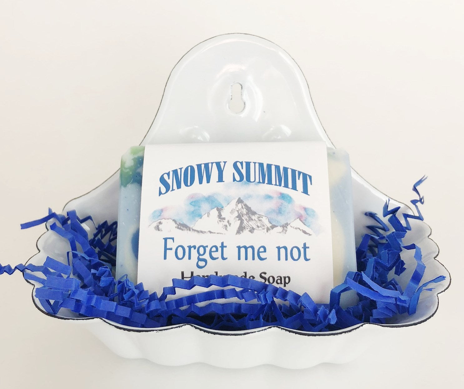 Forget me not soap w/ soap dish